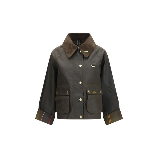 Barbour Women's Crop Top Cotton Corduroy Overcoat - Bicolour Beige Patterned Tartan