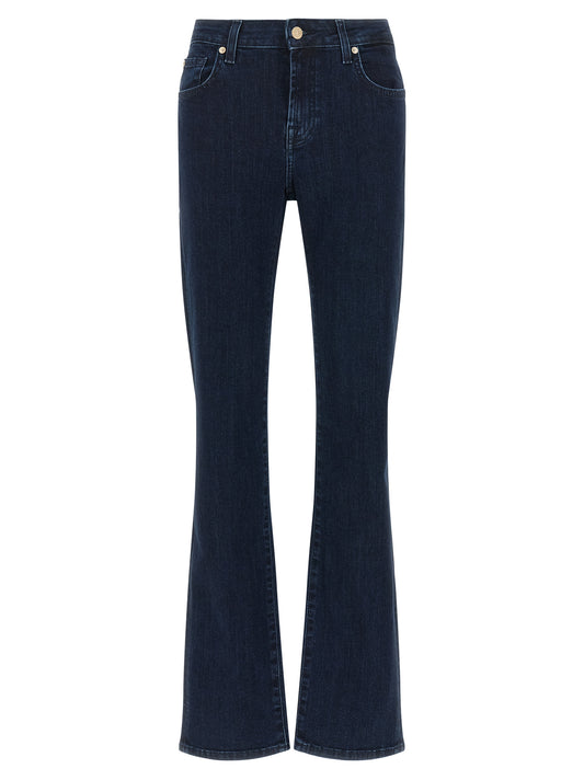 Jeans by 7 For All Mankind for women in stretch denim cotton blue & indigo presents a tailored silhouette, showcasing a tailored bootcut & slim and long cut with a refined for a truly tailored aesthetic.