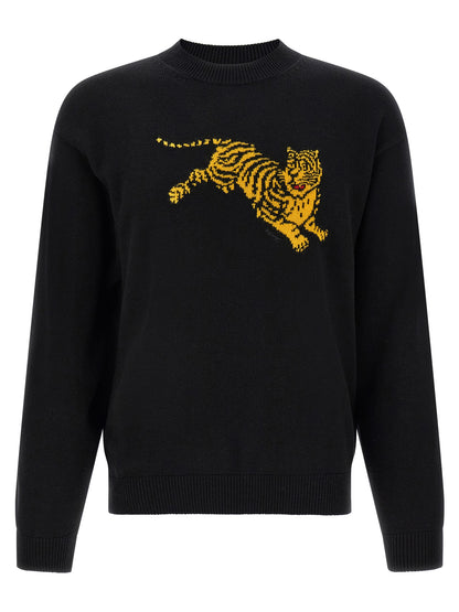 Sweatshirt by Kenzo for men in cotton black & yellow showcases a slouchy chic silhouette, artfully detailed with a slouchy chic and for a slouchy chic finish.