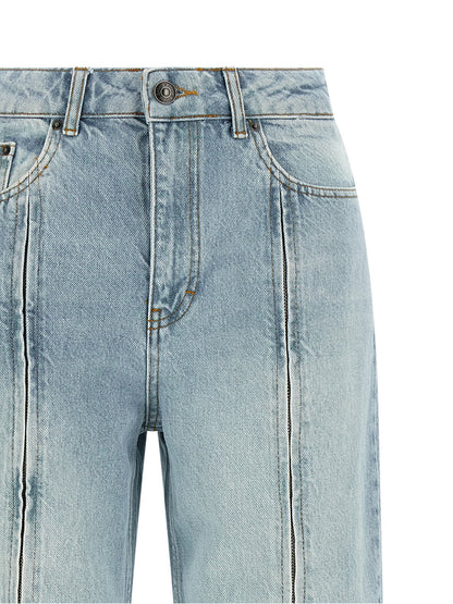 ROTATE BIRGER CHRISTENSEN Blue Organic Cotton Straight-Leg Jeans