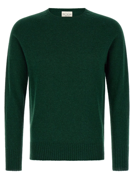 Cardigan by MA'RY'YA for men in cashmere modacrylic & virgin wool bicolour & green features a nuanced silhouette with a refined crew neckline and nuanced detailing for a sophisticated look.