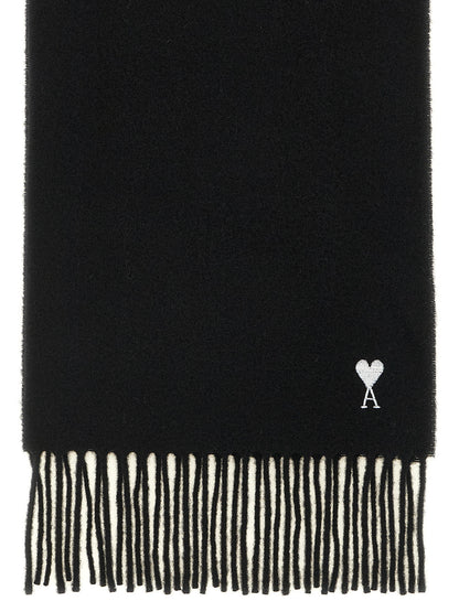 Ami Paris Black Wool Scarf