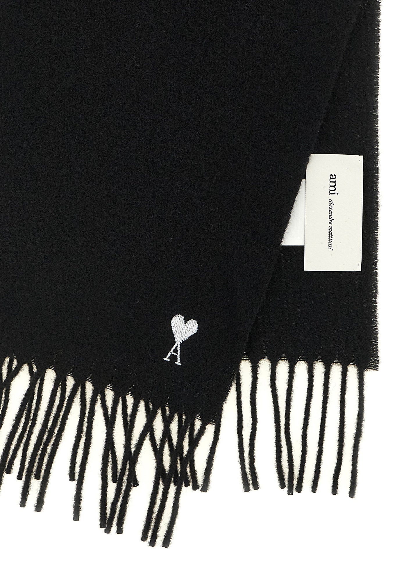 Ami Paris Black Wool Scarf