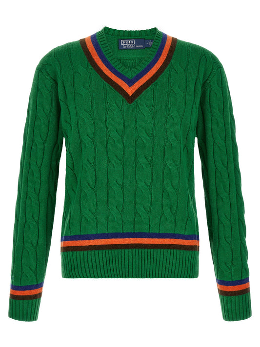 Cardigan by Polo Ralph Lauren for men in wool cotton bicolour, green, patterned & striped presents a textural silhouette, artfully finished with a textural v-neck neckline and for a sophisticated, textural look.