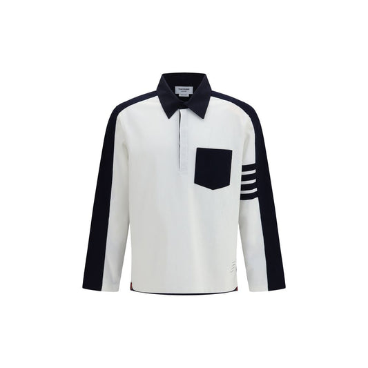 Polo Shirt by Thom Browne for men in cotton twill multicolor, signature & striped showcases a sharp silhouette, detailed with a refined and sharp for a sophisticated finish.