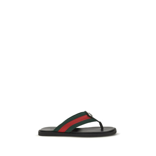 Flip-Flop Sandals by Gucci for men in metal nylon & rubber black, green, red, silver & signature features an architectural design from the Gg Men's Metal Nylon & Rubber Flip-Flop Sandals collection, defined by a architectural and for a architectural finish.