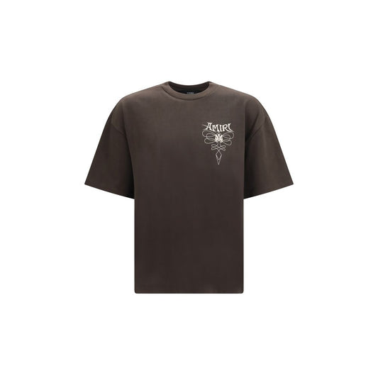 Amiri Men's Relaxed Fit Regular Oversized Short-Sleeve Crew Neck Cotton T-Shirt - Brown Signature Print