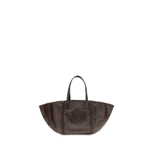 Tote Handbag by Dragon Diffusion for women in bos taurus calf leather brown & signature features a exquisite silhouette, showcasing a secure open-top and exquisite with versatile shoulder-strap & handle for a exquisite finish.