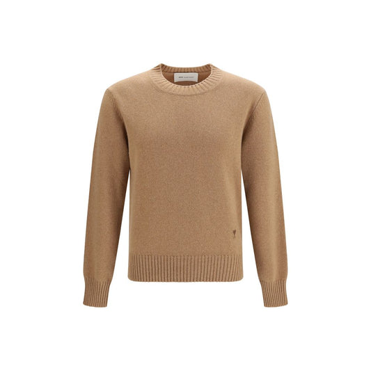 Sweatshirt by Ami Paris for men in cashmere & merino wool brown & signature showcases a slouchy chic silhouette, artfully detailed with a slouchy chic crew neckline and long-sleeve for a slouchy chic finish.