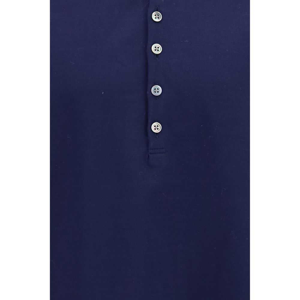 Polo Shirt by Thom Browne for men in cotton blue & signature showcases a sharp silhouette, detailed with a refined and sharp for a sophisticated finish.