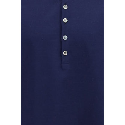 Polo Shirt by Thom Browne for men in cotton blue & signature showcases a sharp silhouette, detailed with a refined and sharp for a sophisticated finish.