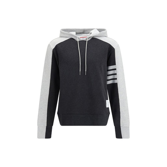 Sweatshirt Hoodie by Thom Browne for men in cotton gray, signature & striped features a edgy silhouette, detailed with a edgy hooded neckline and for a refined finish.