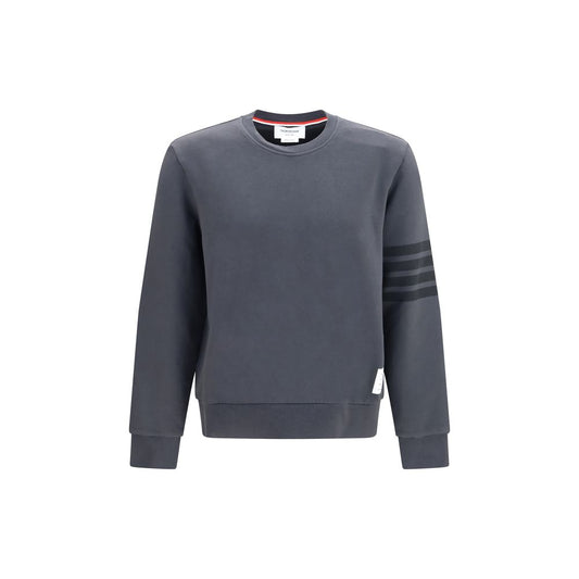 Sweatshirt by Thom Browne for men in cotton gray, white & signature features an magnificent silhouette, showcasing a sophisticated crew neckline and detail for a truly magnificent finish.