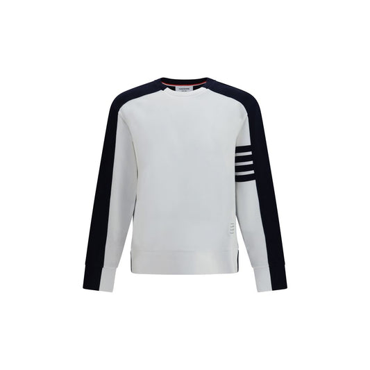 Activewear Sweatshirt by Thom Browne for men in cotton multicolor & signature presents a ergonomic silhouette, showcasing a sophisticated v-neck neckline and long-sleeve detailed with premium for a ergonomic finish.