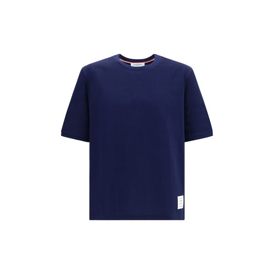 T-Shirt by Thom Browne for men in cotton blue, signature & striped features an on trend silhouette, perfectly showcasing a on trend short-sleeve and crew neckline for an elevated aesthetic.