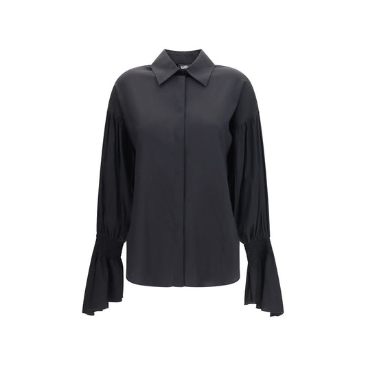 Blouse by Ella for women in silk black showcases a sleek silhouette, elegantly detailed with a sleek and for a sleek finish.
