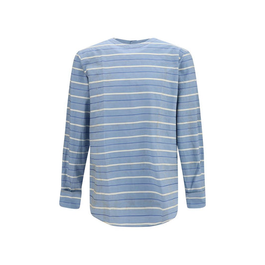 Shirt by Prada for men in cotton blue, pearl, patterned & signature features an polished silhouette, showcasing a sophisticated and detail for a truly polished finish.