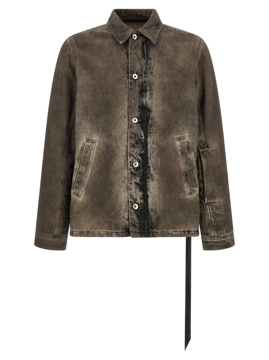 Trucker Jacket by DRKSHDW for men in denim cotton black, brown, gray & silver features an on trend silhouette, showcasing refined and a sophisticated for a truly on trend finish.