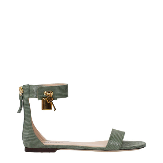 Flat Sandals by Tom Ford for women in leather and green presents a captivating silhouette, showcasing the signature style of the Women's Leather Flat Sandals with a captivating flat and captivating .
