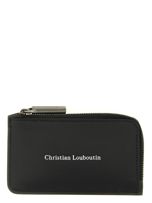 Cardholder Card Case by Christian Louboutin for men in canvas & calfskin leather black, red & white features a polished Canvas & Calfskin Leather Cardholder Card Case design with polished card-organization.