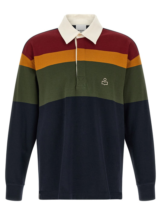 Polo Shirt by Isabel Marant for men in cotton twill navy, patterned & striped presents a distinguished silhouette, showcasing a sophisticated and distinguished for a truly distinguished finish.