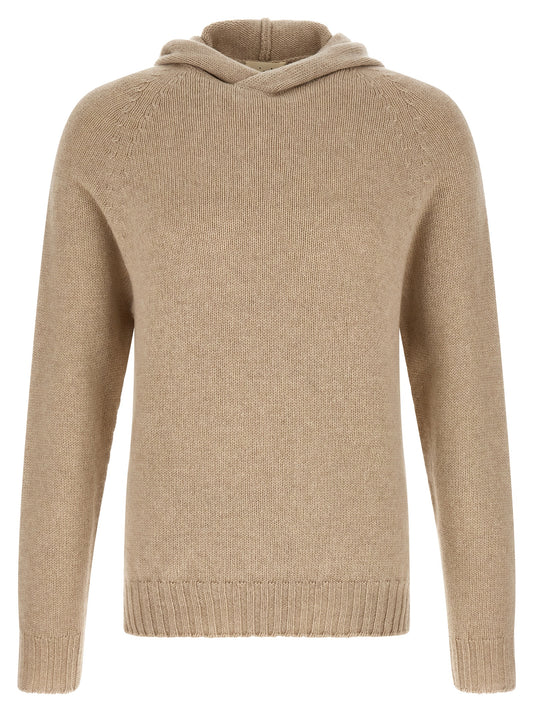 Hooded Cardigan by MA'RY'YA for men in cashmere modacrylic & virgin wool beige & patterned showcases a luxurious silhouette, meticulously detailed with a sophisticated hooded neckline and for a refined finish.