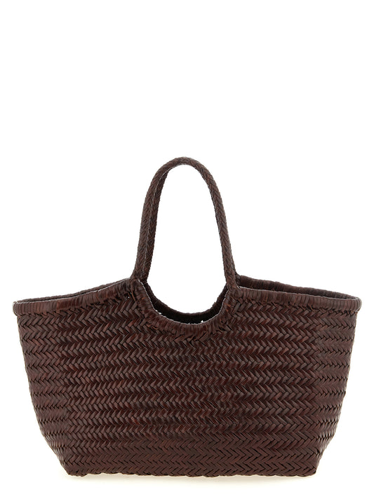 Mini Shopper Tote Basket Shoulder Bag by Dragon Diffusion for women in cowhide & embossed leather brown & signature features a effortless sophistication silhouette, secured by a open-top with ample and versatile shoulder-strap & handle for a effortless sophistication finish.