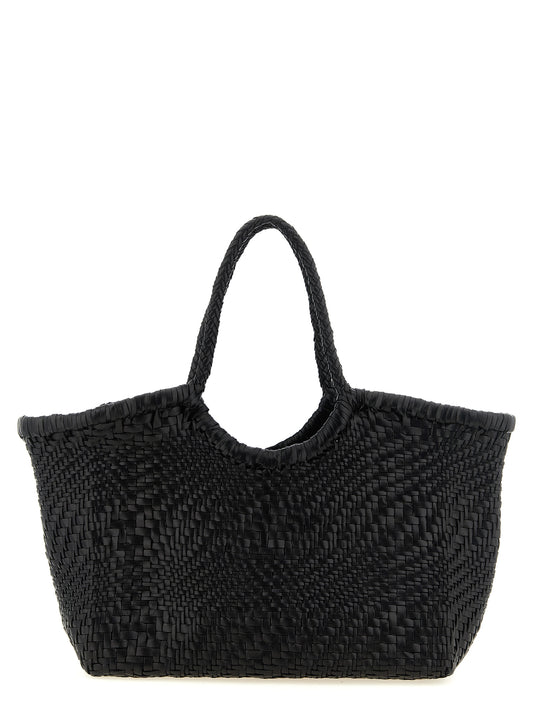 Mini Shopper Tote Basket Shoulder Bag by Dragon Diffusion for women in calfskin leather black features an effortlessly chic silhouette with a secure , ample , and versatile shoulder-strap & handle for effortlessly chic everyday luxury.
