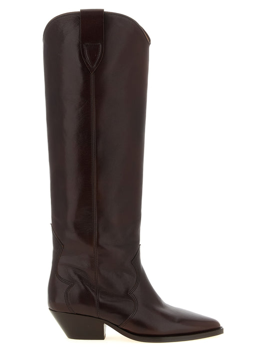 Cuban Cowboy Over-The-Knee Boots by Isabel Marant for women in bos taurus cowhide leather bordeaux features an high-performance silhouette, showcasing the sophisticated design of the Women's Bos Taurus Cowhide Leather Cuban Cowboy Over-The-Knee Boots with a cuban-heel and a refined .