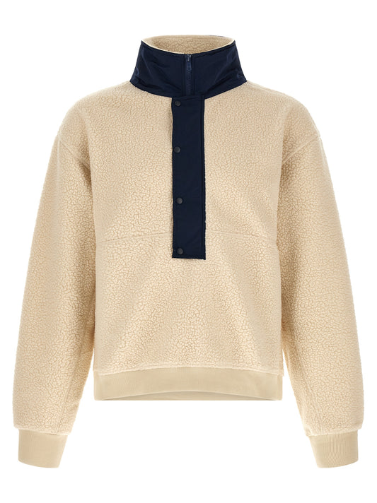 Sweatshirt by Entire Studios for men in canvas plush & polyester beige & navy features an provocated silhouette, detailed with a provocated and a refined high-neck neckline for a sophisticated aesthetic.