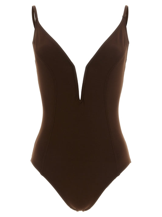 One-Piece Swimsuit by Eres for women in stretch polyamide brown features an jaw dropping silhouette, showcasing the jaw dropping Women's Stretch Polyamide One-Piece Swimsuit design with a sophisticated cut for a jaw dropping finish.