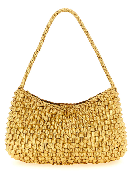 Shoulder Bag by Dragon Diffusion for women in cowhide leather gold & patterned features a effortless chic silhouette with a secure magnetic, ample , and versatile shoulder-strap & handle for a effortless chic finish.