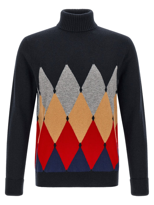 Cardigan by Ballantyne for men in cashmere navy showcases a luxurious silhouette, meticulously detailed with a sophisticated high-neck neckline and for a refined finish.