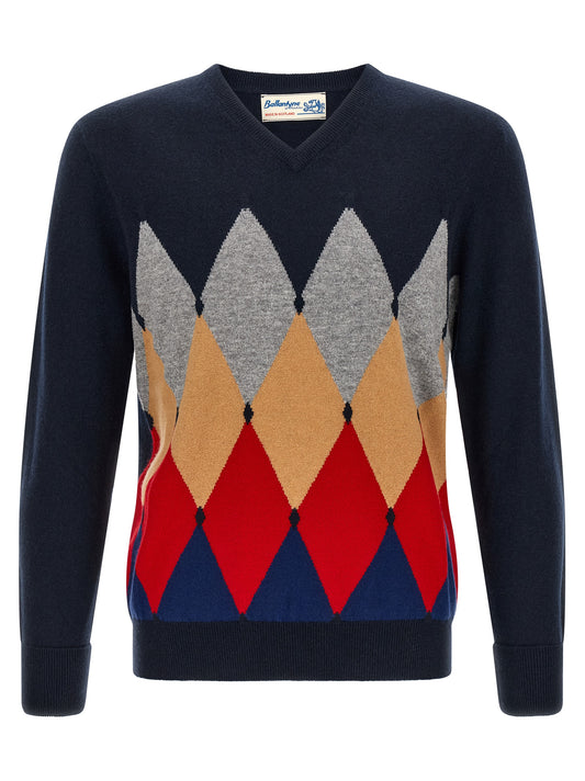 Cardigan by Ballantyne for men in cashmere camel, gray, navy, red & patterned presents a textural silhouette, artfully finished with a textural v-neck neckline and for a sophisticated, textural look.