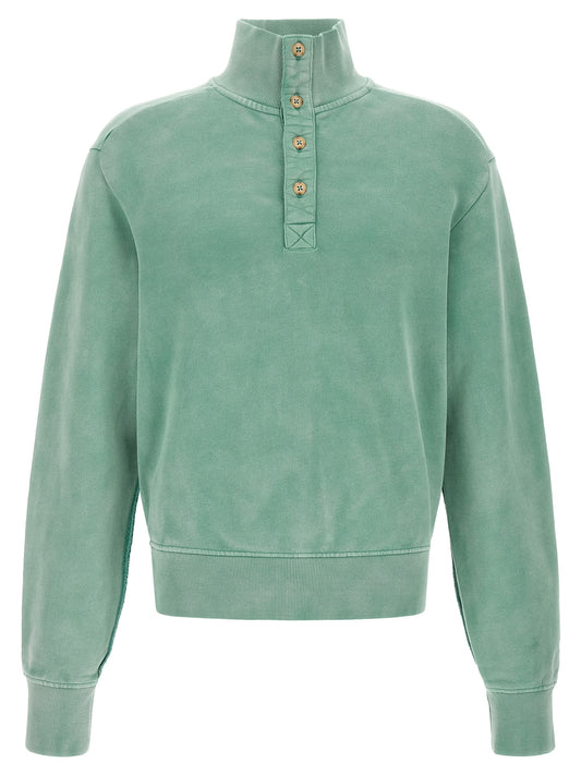 Cardigan by Entire Studios for men in cotton bicolour & green features a nuanced silhouette with a refined high-neck neckline and nuanced detailing for a sophisticated look.