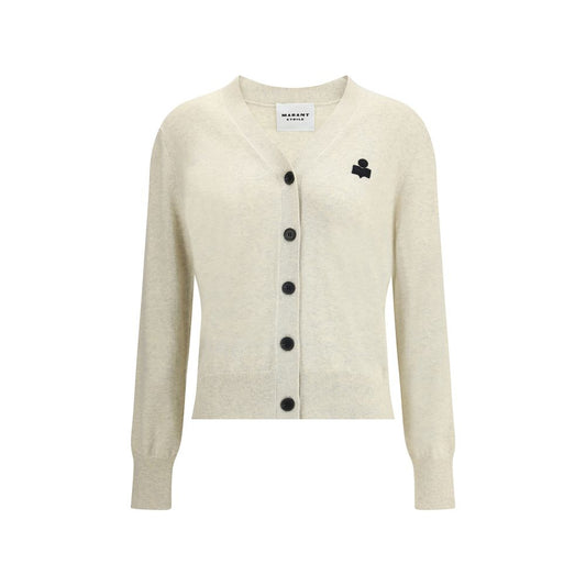 Cardigan by Isabel Marant Étoile for women in wool cotton white & toile showcases a luxurious silhouette, meticulously detailed with a sophisticated v-neck neckline and long-sleeve for a refined finish.