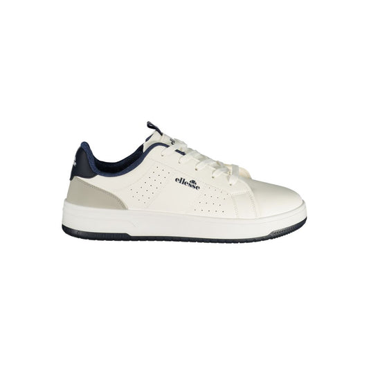 Athletic Sneakers by Ellesse for men in polyester & polyurethane blue, gray, white & print features an timeless silhouette from the Men's Athletic Polyester & Polyurethane Sneakers collection, showcasing a timeless athletic style for a timeless look.