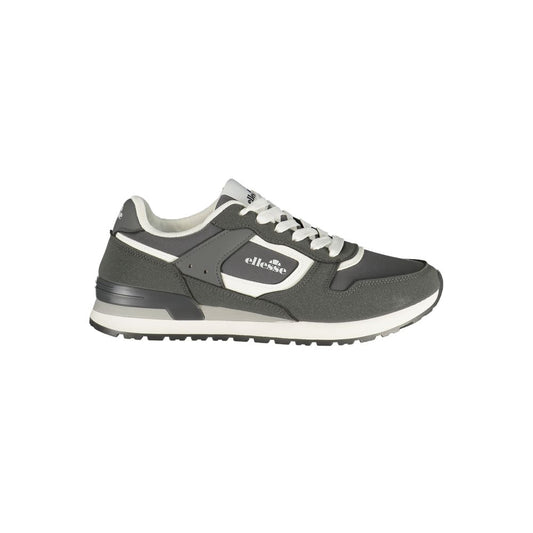 Athletic Sneakers by Ellesse for men in polyester & polyurethane gray, white & print features an effortless chic silhouette, showcasing the signature athletic style of the Men's Athletic Polyester & Polyurethane Sneakers collection with a truly effortless chic finish.
