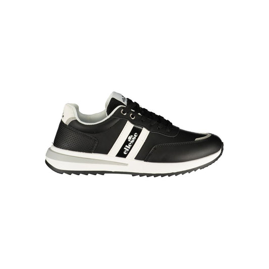 Athletic Sneakers by Ellesse for men in polyester & polyurethane black & white features an timeless silhouette from the Men's Athletic Polyester & Polyurethane Sneakers collection, showcasing a timeless athletic style for a timeless look.