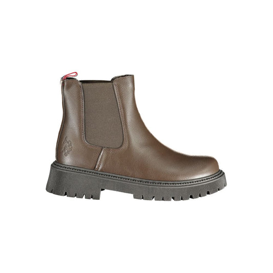 Ankle Boots by U.S. POLO ASSN. for women in polyester & polyurethane brown features an high-performance silhouette, showcasing the sophisticated design of the Women's Polyester & Polyurethane Ankle Boots with a and a refined .