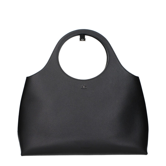 Handbag by Courrèges for women in leather black features a contemporary silhouette, showcasing a secure , ample , and contemporary adjustable-strap for a sophisticated look.