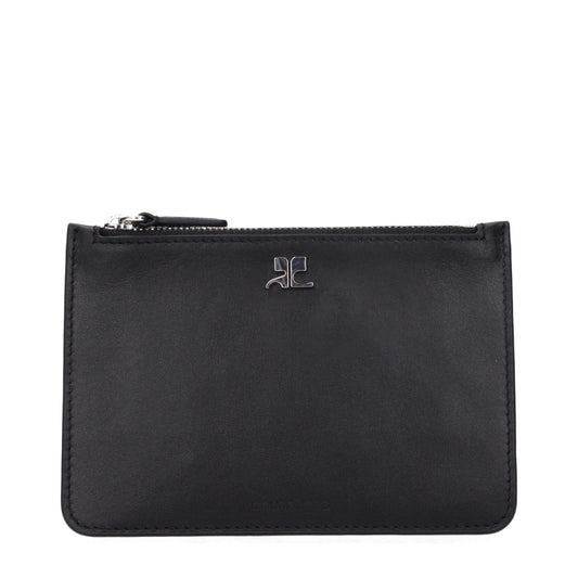 Wallet by Courrèges for women in leather black presents a streamlined silhouette, showcasing the sophisticated design of the Leather Wallet collection with functional coin-purse.