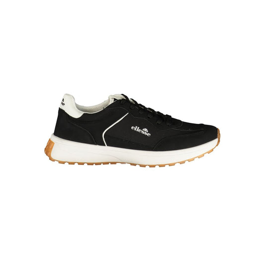 Athletic Sneakers by Ellesse for men in polyester & polyurethane black, gray, signature & print features an effortless chic silhouette, showcasing the signature athletic style of the Men's Athletic Polyester & Polyurethane Sneakers collection with a truly effortless chic finish.