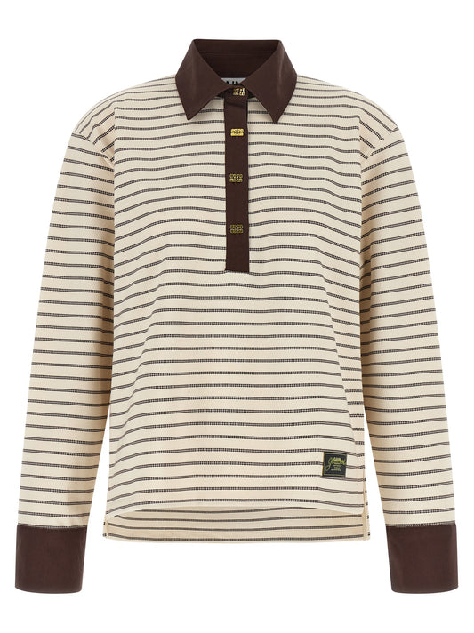 Cardigan by Ganni for women in cotton brown, gold, patterned & striped showcases a luxurious silhouette, meticulously detailed with a sophisticated and for a refined finish.