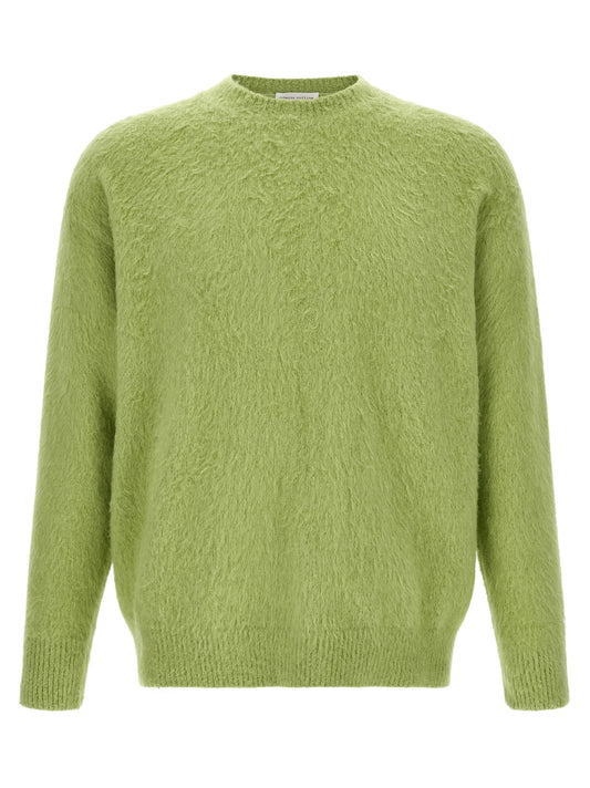 Cardigan by Roberto Collina for men in plush polyamide & cotton bicolour & green showcases a luxurious silhouette, meticulously detailed with a sophisticated crew neckline and for a refined finish.