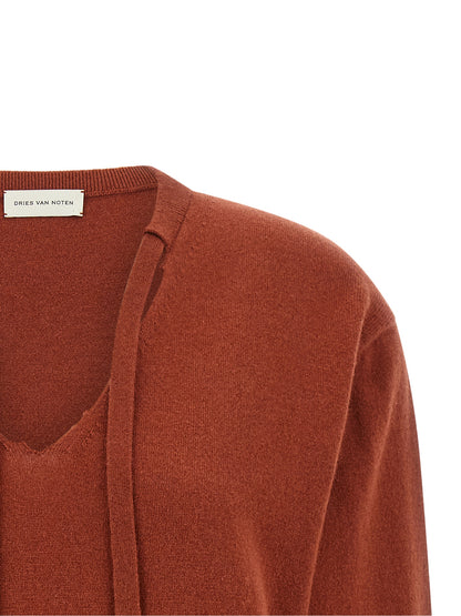 Dries Van Noten Red Cashmere Cardigan