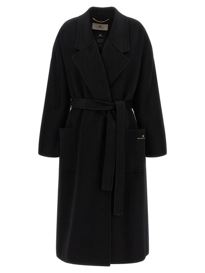 Elisabetta Franchi Black Wool Coat