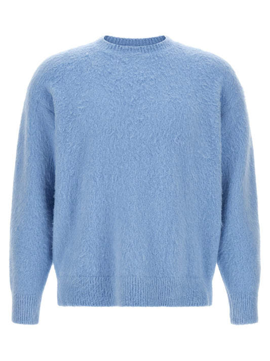 Cardigan by Roberto Collina for men in stretch polyamide cotton light-blue presents a textural silhouette, artfully finished with a textural crew neckline and for a sophisticated, textural look.
