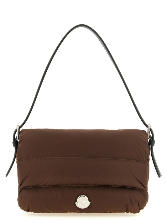 Shoulder Baguette Bag by Moncler for women in calf leather metal & polyamide brown & silver features a effortless sophistication silhouette, secured by a with ample and versatile shoulder-strap & adjustable-strap for a effortless sophistication finish.