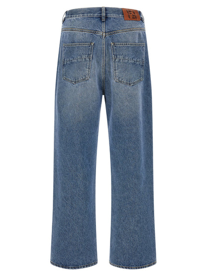 Fendi Blue Cotton Relaxed Fit Jeans